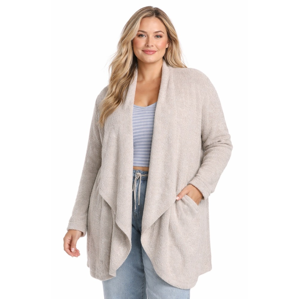 Barefoot Dreams Bamboo Chic Open Front Duster Light Gray 1X ,‎ Cloud Soft, Cozy